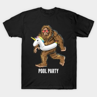 Pool Party Bigfoot Unicorn Float Shirt Sasquatch Shirt Gift T-Shirt